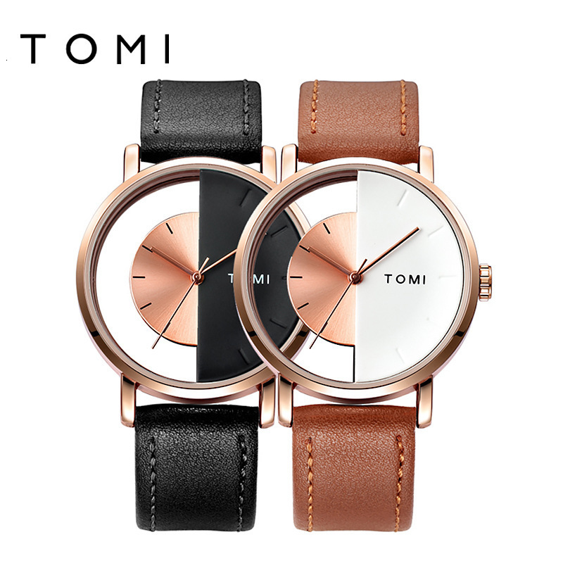 Wristwatches TOMI Creative Watch For Men Stylish Skeleton Dial Half Transparent Wristwatch Unique Women Bracelet Simple reloj hombr 230807
