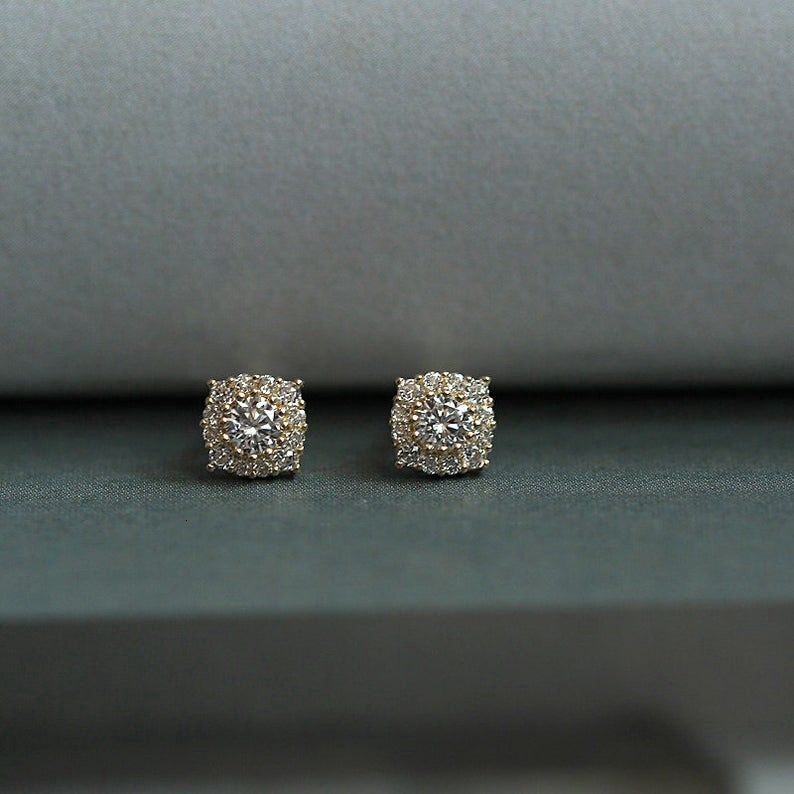 Stud GOLDtutu Gorgeous Block Pure 9k Gold Micro Inlaid with Zirconium Diamond Mini Court Style Japanese and Korean Earrings 230804