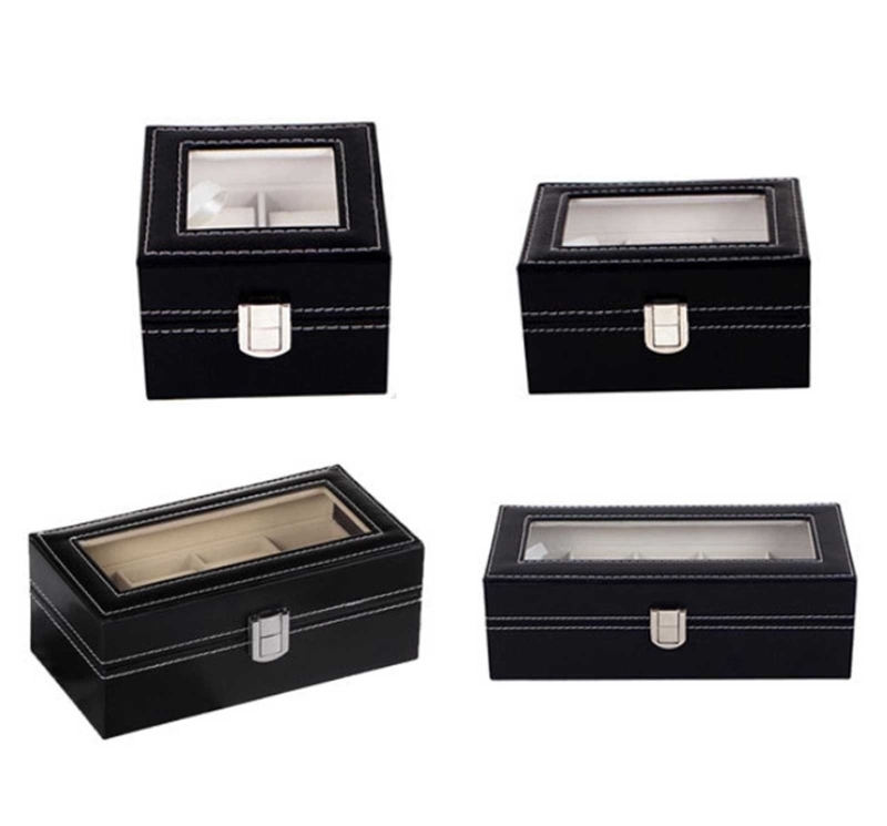 Watch Boxes Cases Watch Box Watch Display Organizer PU Leather Watch Organizer for Large Watches Locking Storage Box Holder Glass Top Dropship 230807