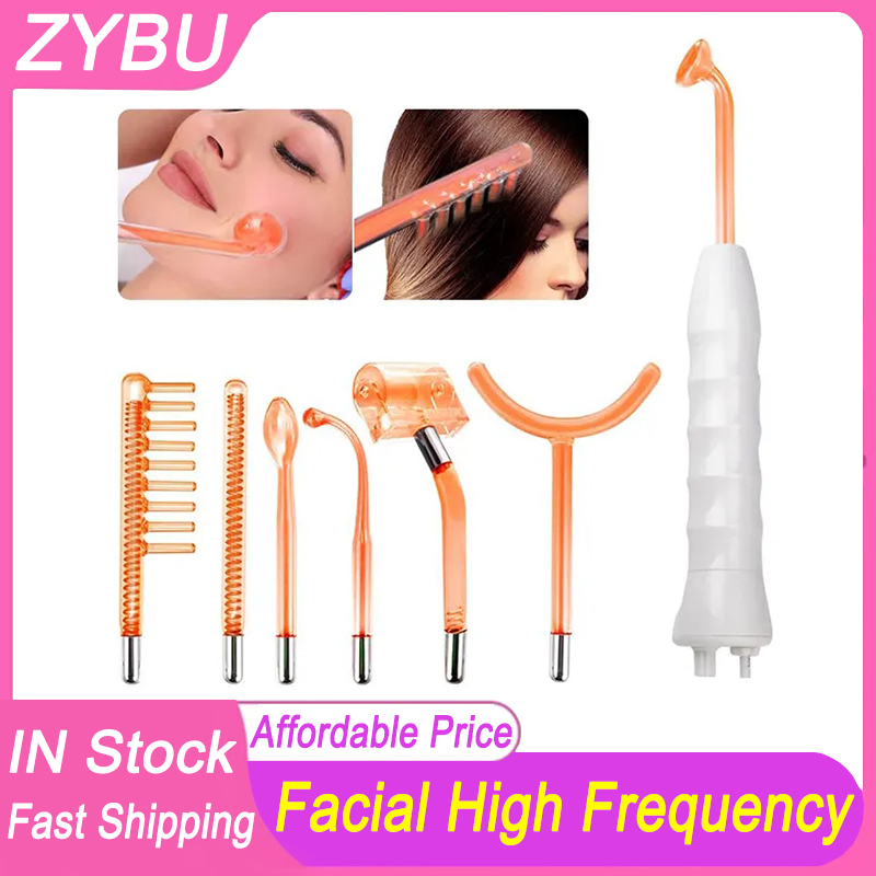 7 In 1 High Frequency Electrode Wand Electrotherapy Glass Tube Beauty Device Acne Spot Remover Facial Anti Wrinkle Skin Care Spa Home Use High Frequen