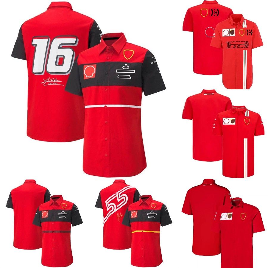 F1 Racing Polo Collar Shirts Formula 1 Team Driver Casual Button Up Shirt Men Fashion T-Shirt Summer Breathable Jersey Short Sleeve