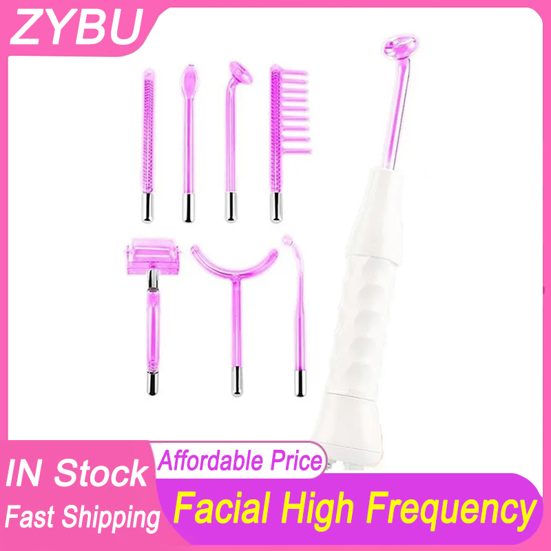 Portable High Frequency Facial Machine Skin Therapy With 7 Neon & Argon Wands Remove Wrinkles Acne Treatment Facial Therapy Wand
