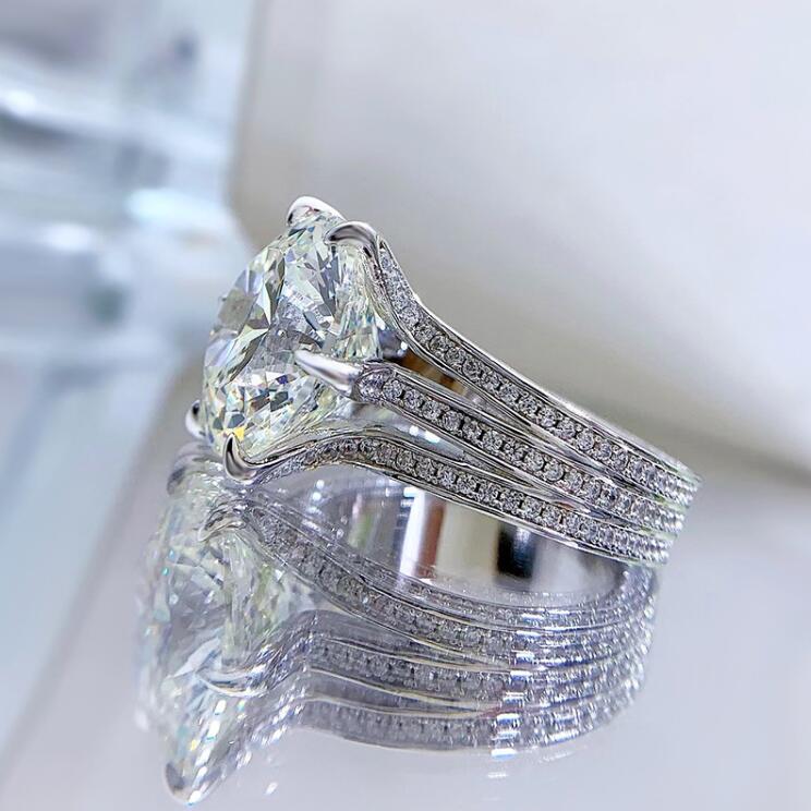10ct Choucong Brand Wedding Rings Luxury Jewelry Real 100% 925 Sterling Silver Round Cut Moissanite Diamond Zircon Party Eternity Women Bridal Ring Gi