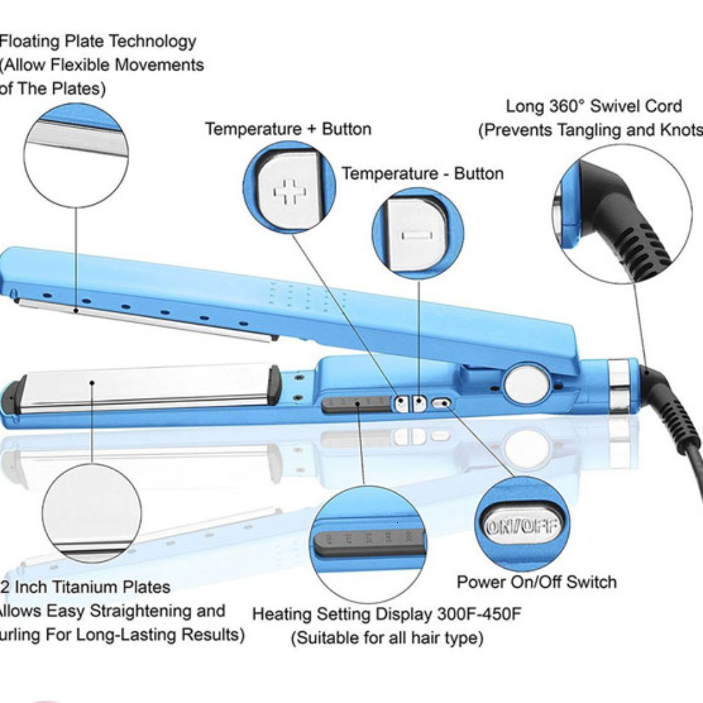 Hair Straighteners 2023 Professional Straightener Flat Iron 11 4 Nano 450F Temperature clamp curler 230807