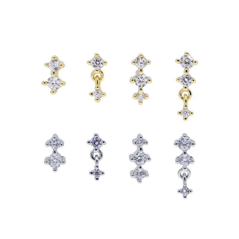 Sterg Sier Iced CZ Dangle Drop Chain Earrings for Women's Party Gift Jewelry