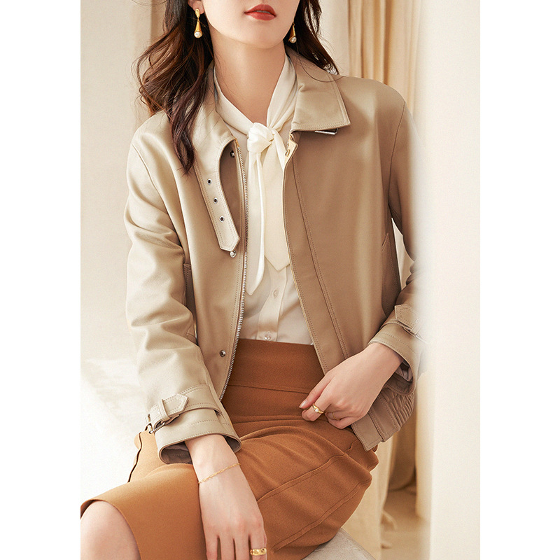 OC4141M4 Genuine Leather Women's Short Coat Autumn/Winter Korean Locomotive Sheepskin Jacket Multi Color Customization