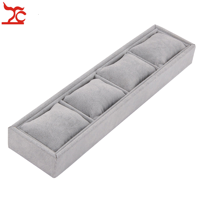 Watch Boxes Cases 4 Grids Watch Jewelry Display Box With Soft Pillow Holder Bracelet Chain Earring Storage Tray Earring Ring Organizer Showcase 230807