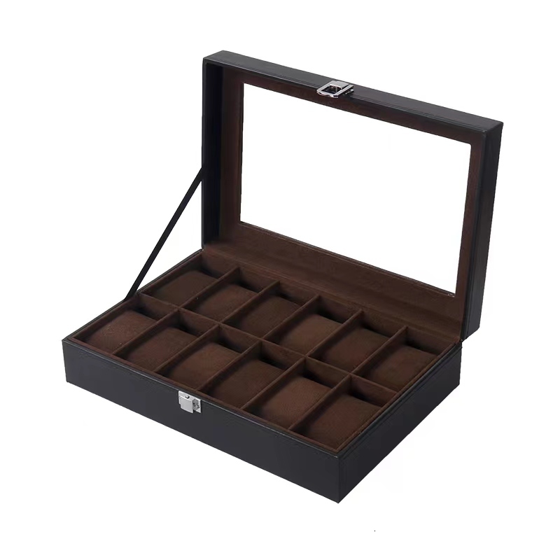 Watch Boxes Cases PU Leather 6/10/12 Watch Box Case Professional Holder Organizer For Clock Watches Jewelry Boxes Travel Case Display 230807