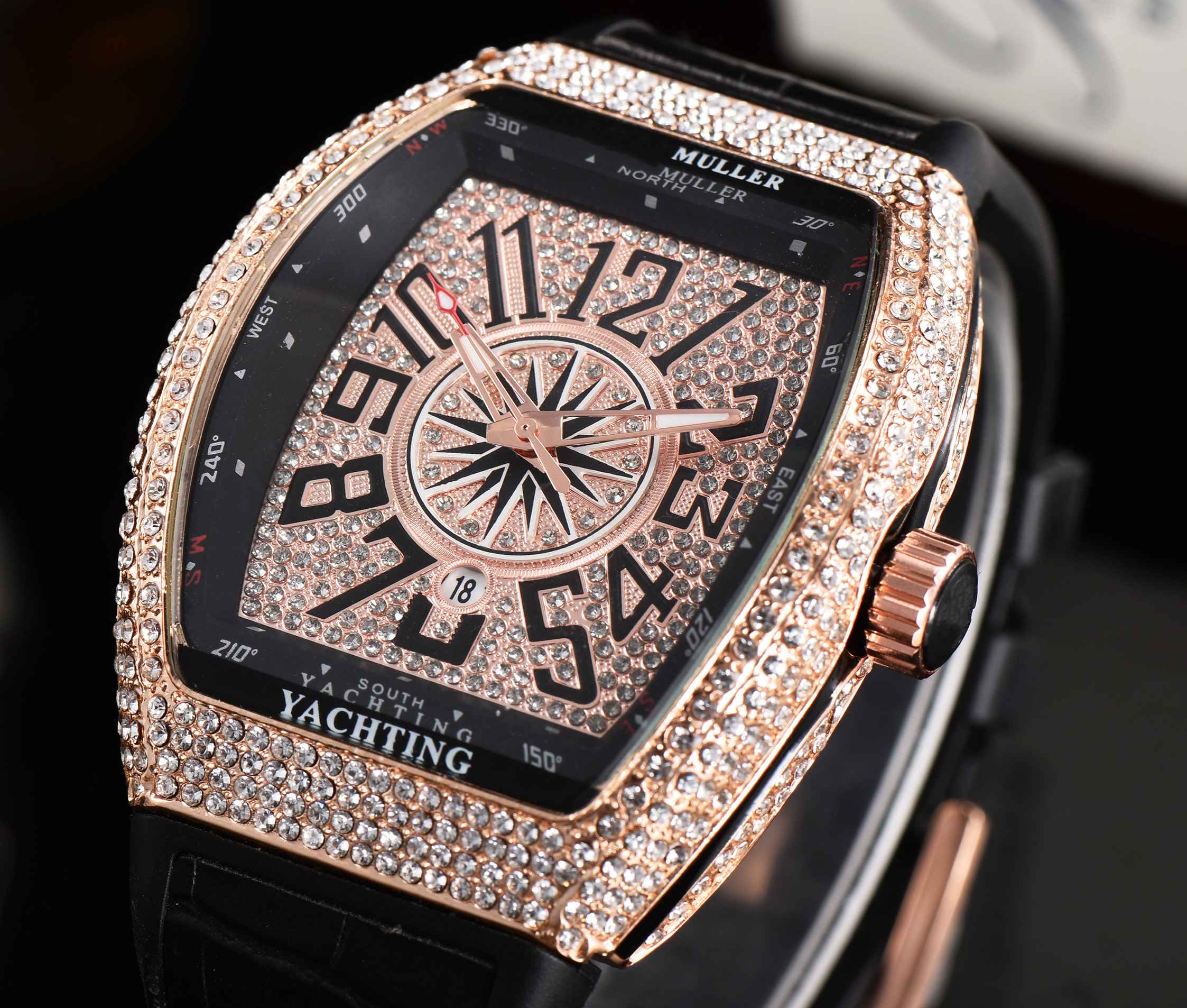 New Hot Frenck Classic Full Dia Series Surface Digital Designer Advanced Mens Watches Function Quarz Chronograph Watch 37