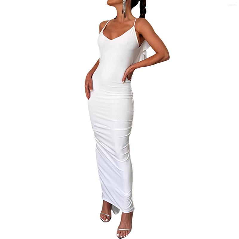 Casual Dresses Women S Elegant Lace V-Neck Midi Dress Sleeveless Cocktail Party Evening Gown With Open Back