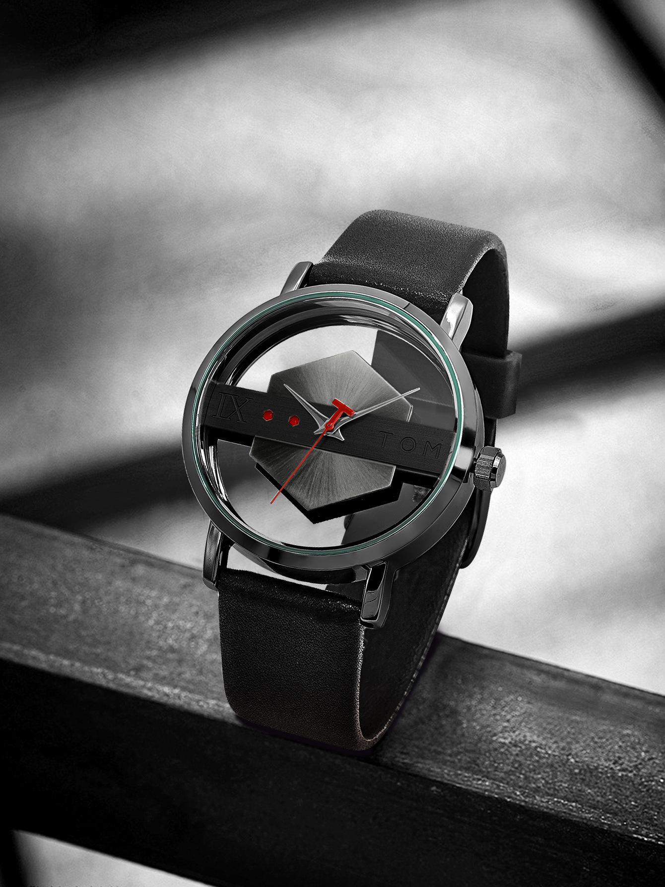 Wristwatches TOMI Creative Watch For Men Stylish Skeleton Dial Half Transparent Wristwatch Unique Women Bracelet Simple reloj hombr 230807