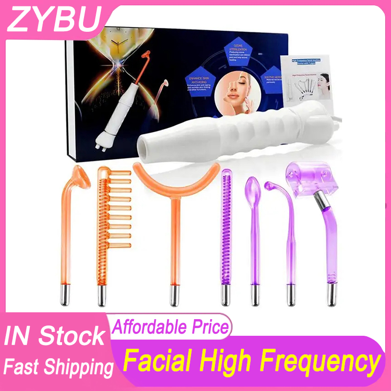 High Frequency Facial Machine Remove Wrinkles Acne Tool Skin Beauty Spa Electrotherapy 7 Wand Glass Face Anti Aging Rejuvenation Beauty Device