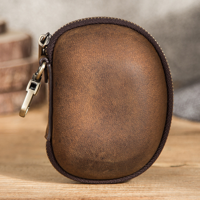 Sunglasses Cases Vintage Cow Leather Protable Folding Sunglasses Protector Travel Pack Pouch Glasses Case Zipper Box Hard Eyewear 230807