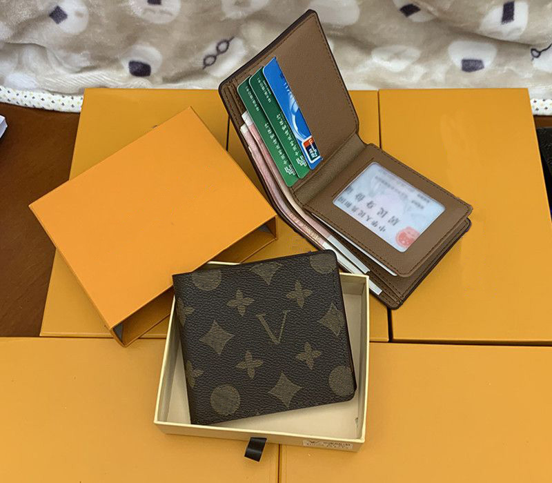 Designer Checker Flower printing Card Holder Wallet Men Women Short Wallets Graffiti Leather Woman Purse Fashion Credit Card Cardholder Man Coin Purses With Box