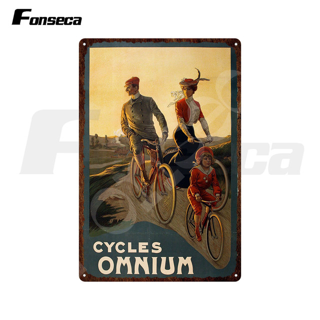 Riding Bicycle Metal Sign Tour De France Sticker Vintage Bicycle Tin Sign Cyclists Metal Poster Decorative Iron Painting Plaque for Room Home Wall Dec