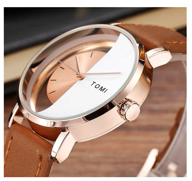 Wristwatches TOMI Creative Watch For Men Stylish Skeleton Dial Half Transparent Wristwatch Unique Women Bracelet Simple reloj hombr 230807