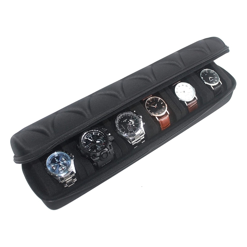 Watch Boxes Cases Portable Travel Watch Box Collector Storage Jewelry Storage Protector Black Watch Case Organizer for Men Gift 230807
