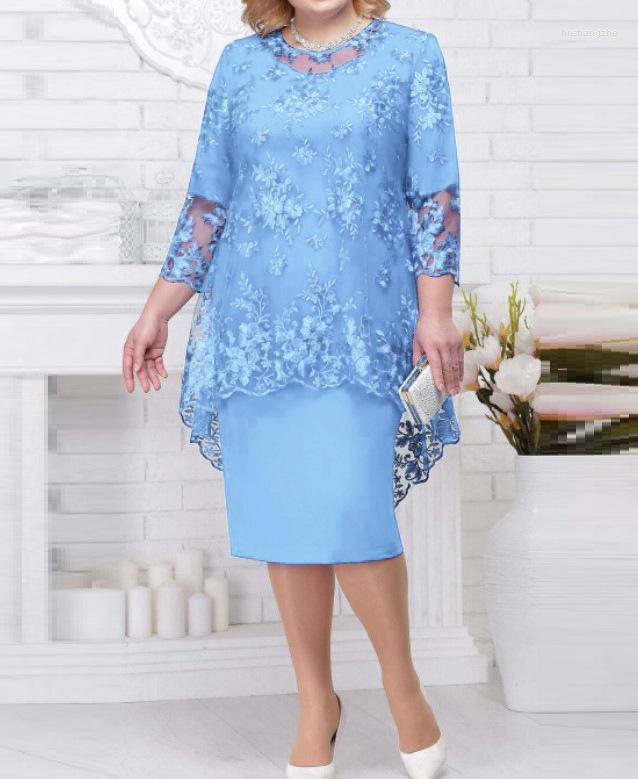 Casual Dresses European And American Dress Womens Evening Lace Embroidery Two Piece Set Temperament Commuter Fit