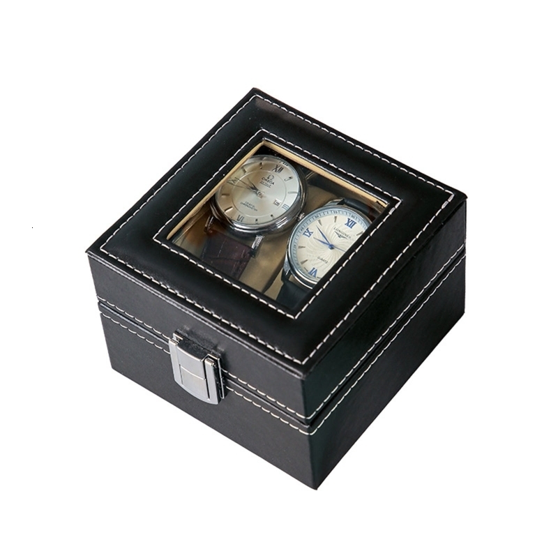 Watch Boxes Cases Watch Box Watch Display Organizer PU Leather Watch Organizer for Large Watches Locking Storage Box Holder Glass Top Dropship 230807