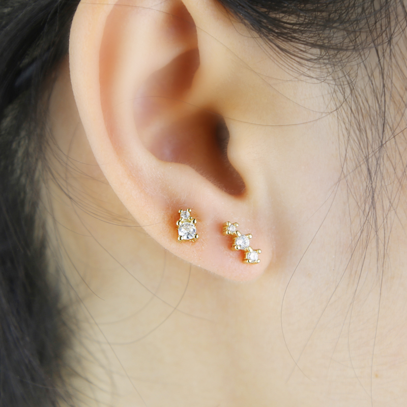 Sterg Sier Iced CZ Dangle Drop Chain Earrings for Women's Party Gift Jewelry