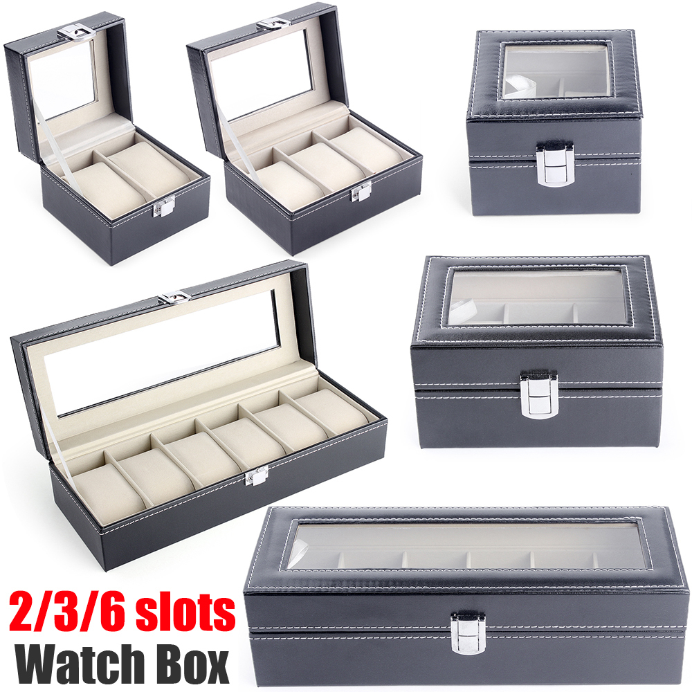 Watch Boxes Cases 2/3/6 Slots Watch Storage Box Pu Leather Watch Organizer Mechanical Watches Display Holder Cases Jewelry Gift Box porta orologi 2308