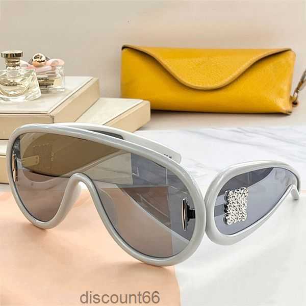 Sunglasses Designer Luxury Wave Mask LW40108I Silver Lens Oval Large Frame Glasses Womens Acetate Fiber Mask Casual Shiny GlassesDGAY
