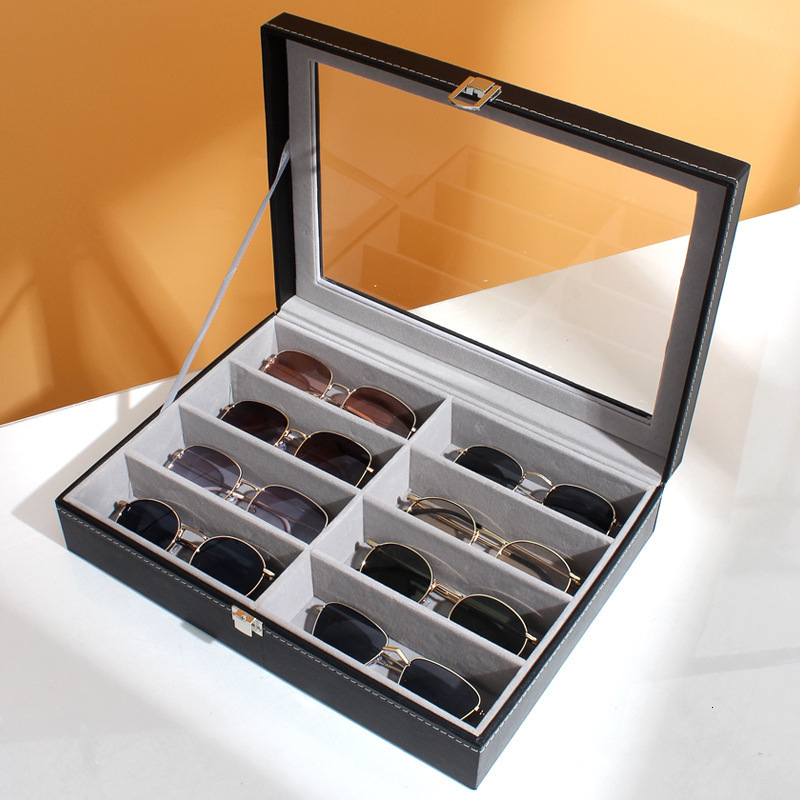 Sunglasses Cases Portable Sunglasses Organizer Multi-slot Display Simple Travel Sun Glasses Case Leather Storage Organizer Glasses Storage Box 230807
