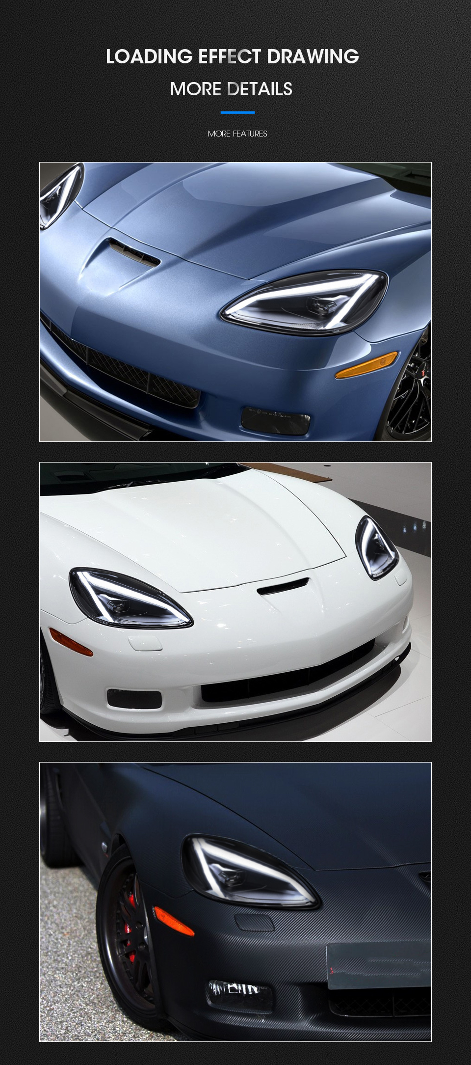 LED Headlight For Chevrolet Corvette ZR1 20 03-20 15 Headlights DRL Turn Signal High Beam Angel Eye Projector Lens