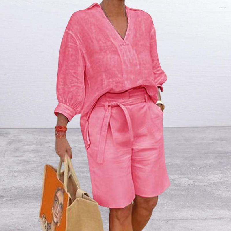 Womens Tracksuits Summer Cotton Linen Short Suits Tracksuit Top Wide-leg Set Female Trendy Casual Fashion Sport Ladies 2 Piece