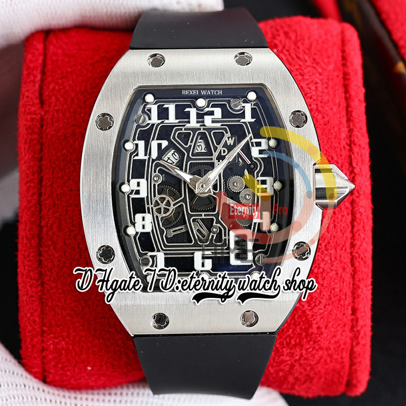 ZYF 67-01 Automatic Mechanical Mens Watch 316L Stainless Steel Case Skeleton Dial Number Markers Black Rubber Strap Super Version eternity Herrenuhr Reloj Watches