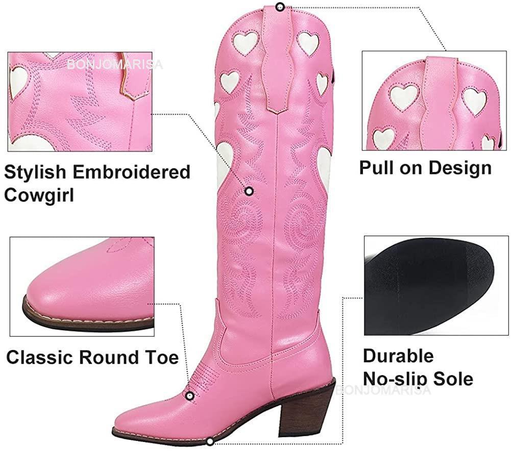 Heart-Shaped Womens 893 Cowboy Cowgirl Design Fashion Sweet Sugar Western Boots Slip On Pink Retro Shoes Pointed Toe 230807 351