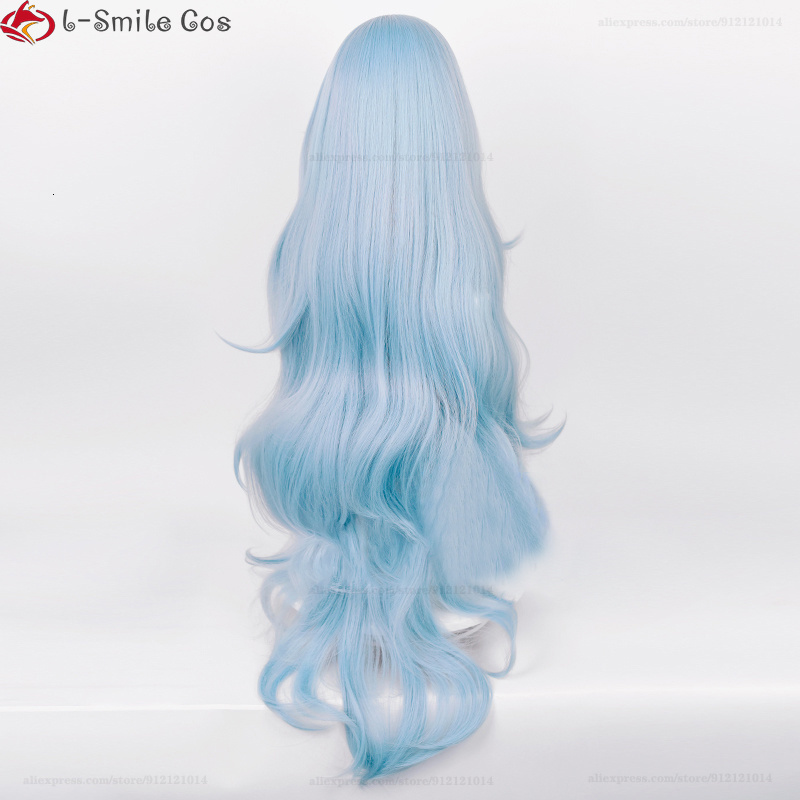 Cosplay Wigs High Quality Anime EVA 100cm Long Ayanami Rei Cosplay Wig Cyan Blue Curly Hair Heat Resistant Halloween Party Wigs Wig Cap 230808