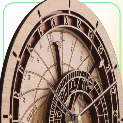 Creative Prague Astronomical Wooden Living Room wall Quartz Home Decoratio Wood clock Mute LJ2012049605369
