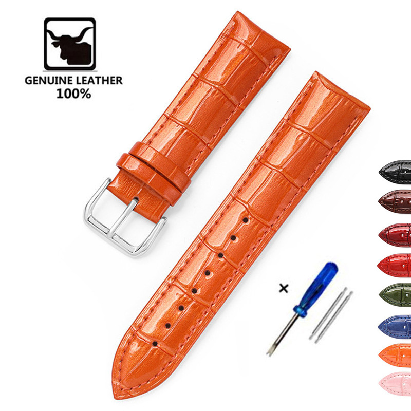 Watch Bands Genuine Leather Watch Band 12mm 14mm 16mm 18mm 20mm 22mm Leather Bracelet Green Blue Red Purple Men Women Leather Straps 230808