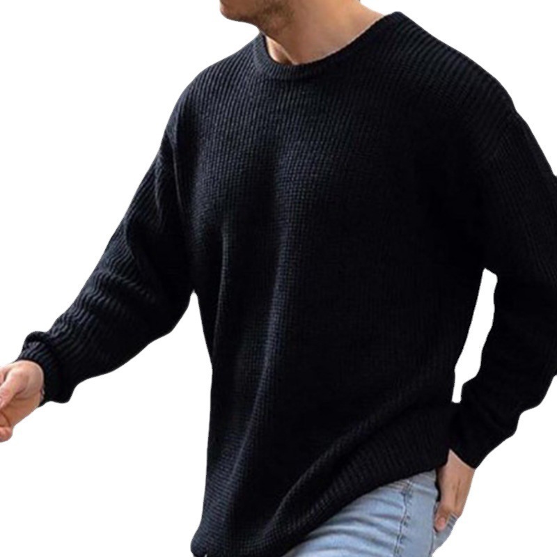 Men's Sweaters Autumn Men's Loose O-Neck Sweaters Pullovers Male Casual High Street White Black Knitted Sweater Knitwear M-3XL 230807