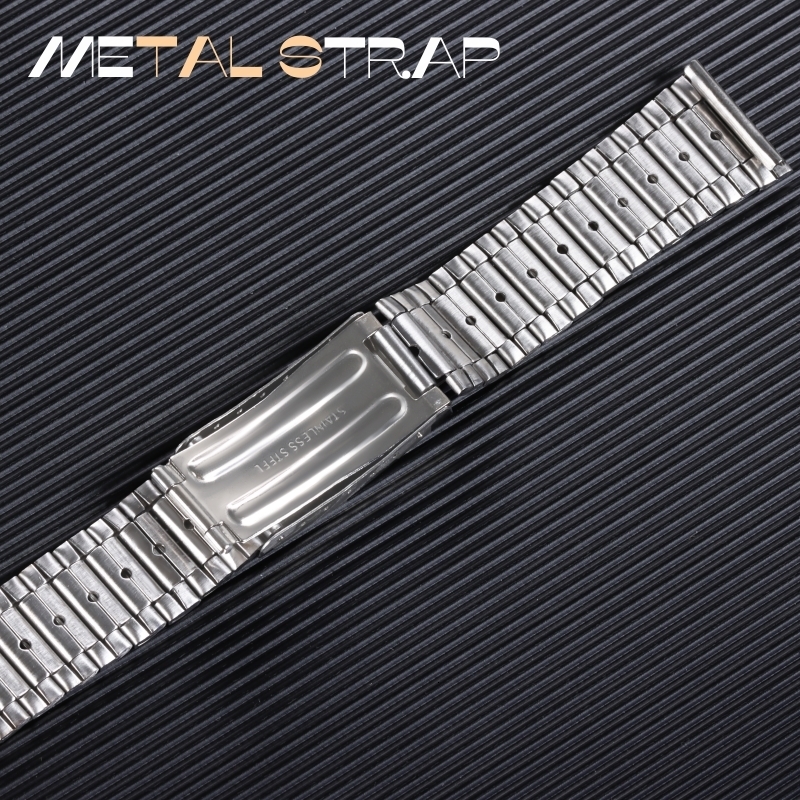 Watch Bands 12mm 14mm 18mm 20mm Stainless Steel Watch Band Metal Bracelet Folding Clasp Silver Gold For Men Women Universal Watch Strap 230808
