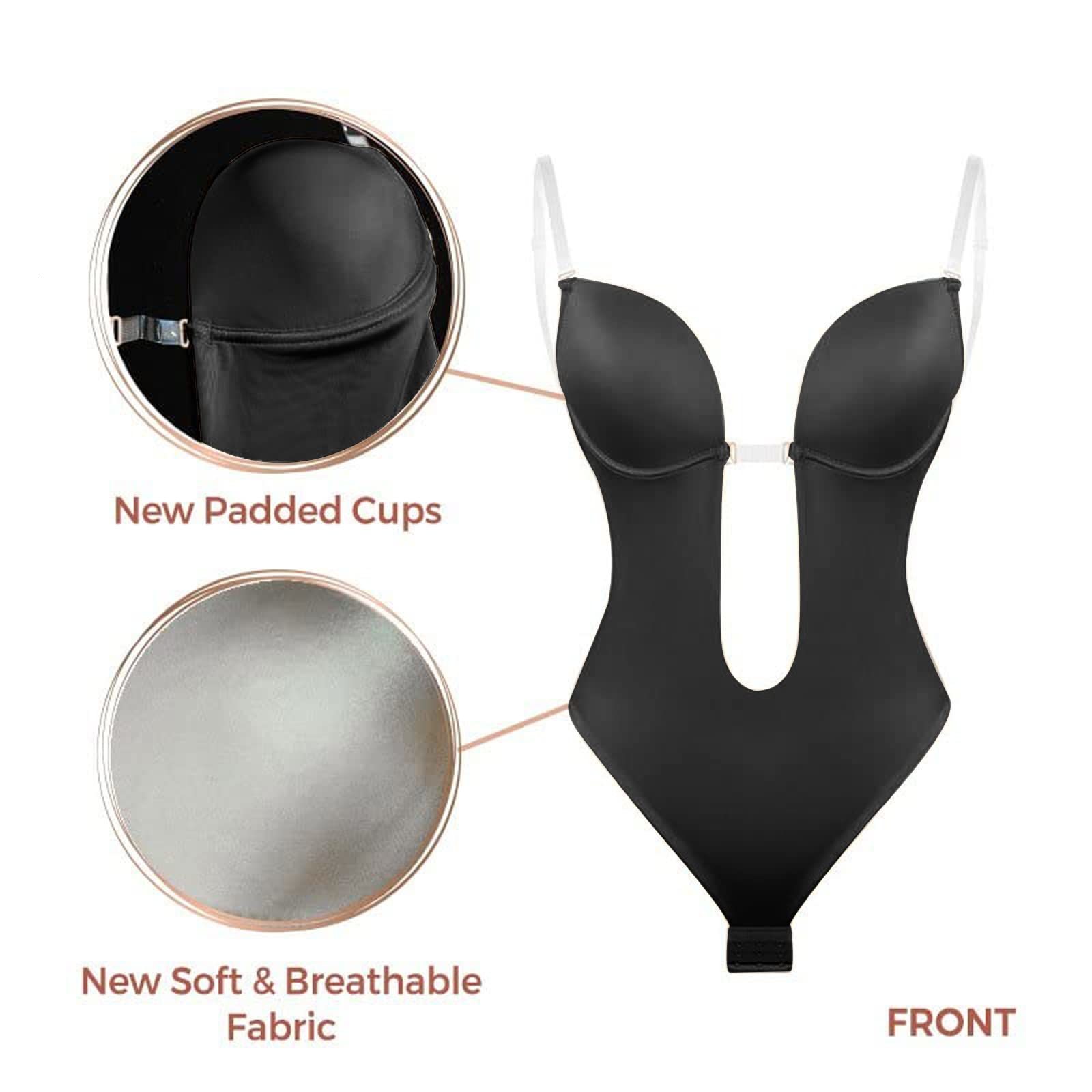 Women's Shapers Women Adjustable Backless Bra Shaper Bra Bodysuits Seamless Thong Women's Deep V-Neck Clear Strap for Parties Dresses Underw