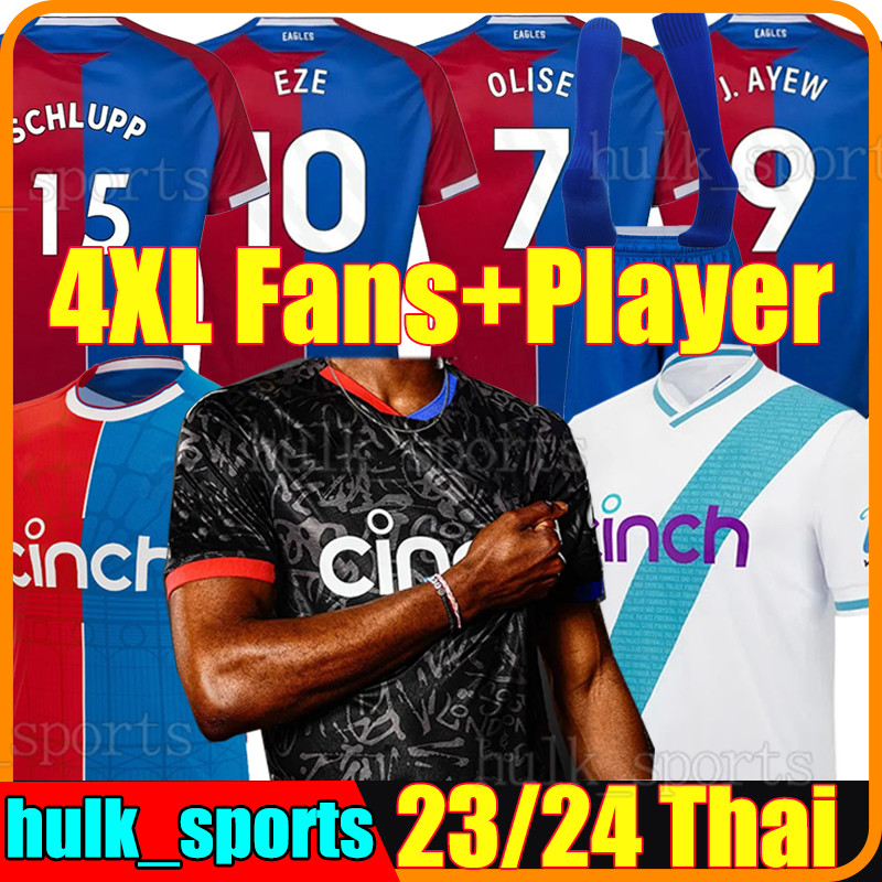 4XL 23/24 Palace Soccer Jerseys OLISE LERMA J.AYEW MATETA EZE SCHLUPP HUGHES EDOUARD RIEDEWALD DOUCOURE GUEHI 2023 2024 men kids Kits socks fans player Football Shirts