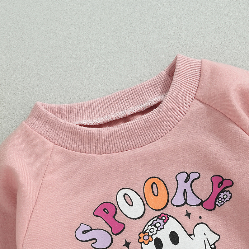 T shirts FOCUSNORM 0 3Y Toddler Baby Girl Halloween T Shirts Long Sleeve Cartoon Ghost Letter Print Pullover Sweatshirt Outwear 230808