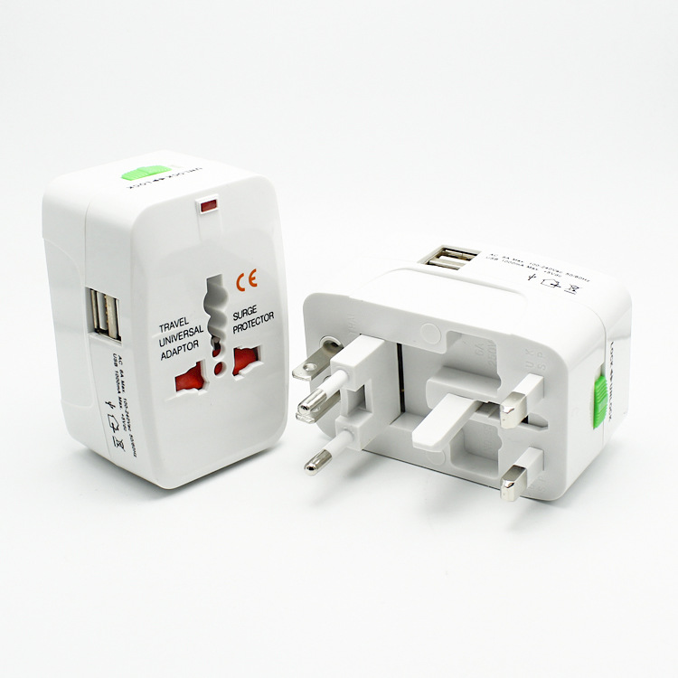 Travel universal International wall charger power adapter earphones for Surge Protector Plug US UK EU AU AC Dual USB