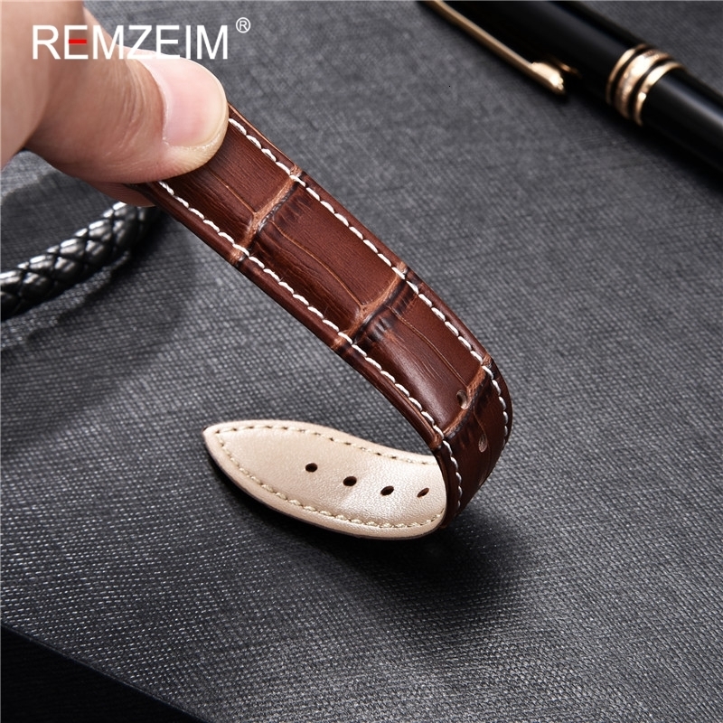 Watch Bands Calfskin Leather Strap 18mm 20mm 22mm 2mm Watchband For Women Men Accessories Solid Buckle Black Brown 230807