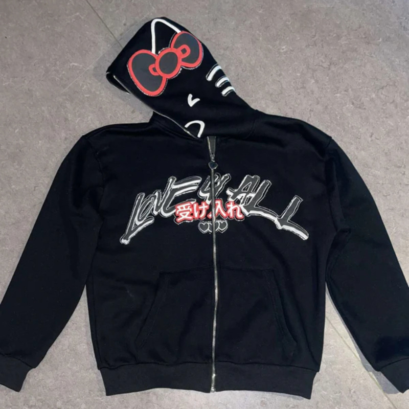Men's Hoodies Sweatshirts INS Y2K zip up hoodie kawaii Harajuku printing streetwear Men's women's clothing Oversized Hoodie Sweatshirt  - view 3