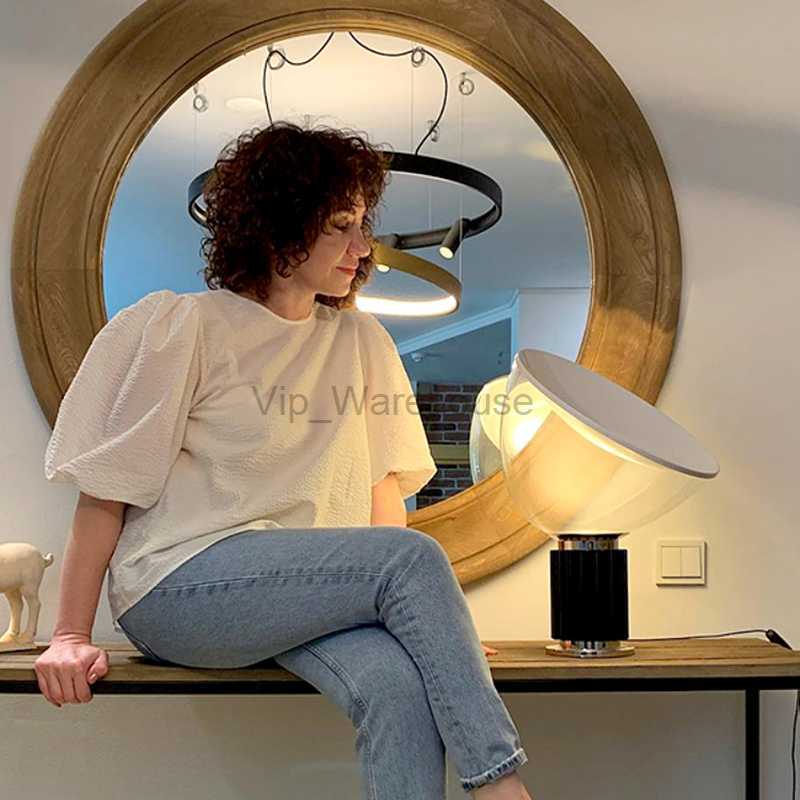 Taccia Italian Radar Glass Shade LED Table for Bedroom Bedside Living Room Nordic Home Decor Lights Flexible Desk Lamp HKD230808