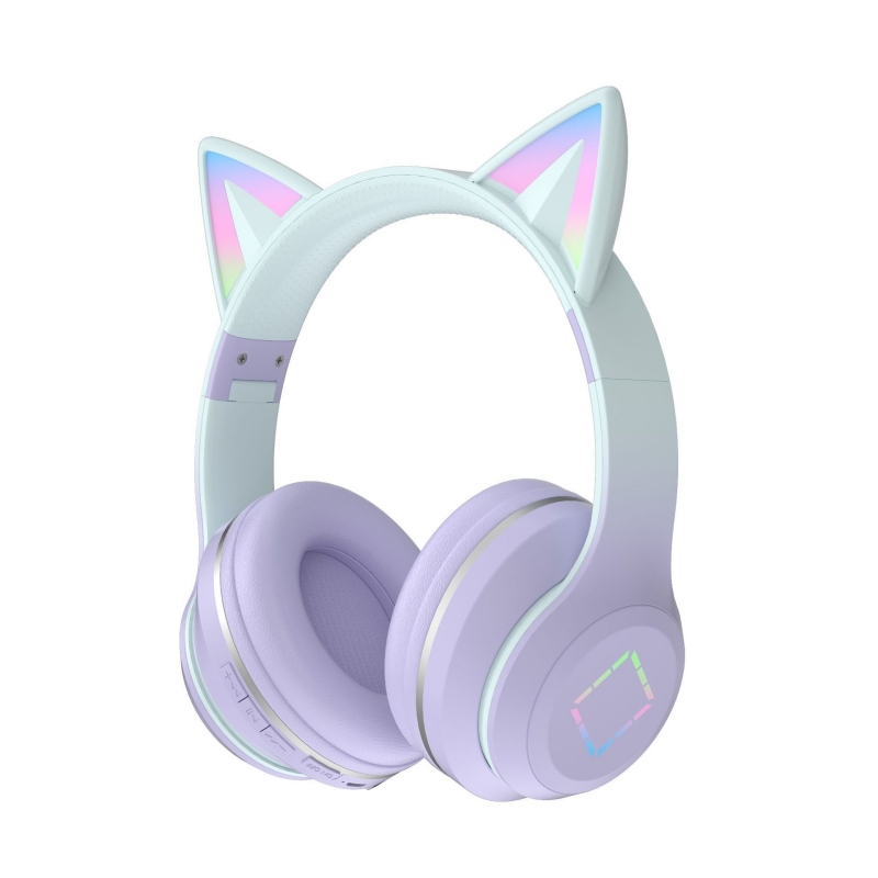 Headphones Wireless Bluetooth Headhands Noise-cancelling headwear Earphone for Cell phone Cat Ear Cartoon Gradient Color Cool