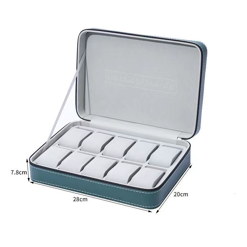 Watch Boxes Cases 12/10/8/6Girds Watch Suitcase Organizer Portable Zipper Watch Case Bracelets Men's and Women's Multifunctional Display Box
