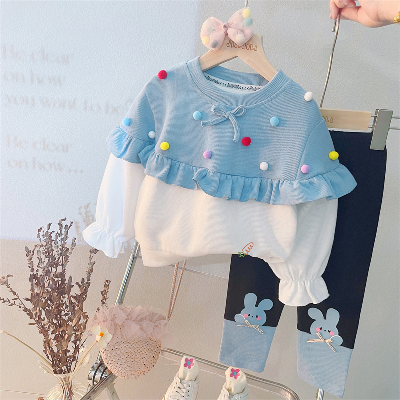 Clothing Sets Autumn Kids for Baby Girls Clothes Outfits Infant Lace T Shirt Pants 2 Pcs Suit Cartoon Children Sportswear 230808