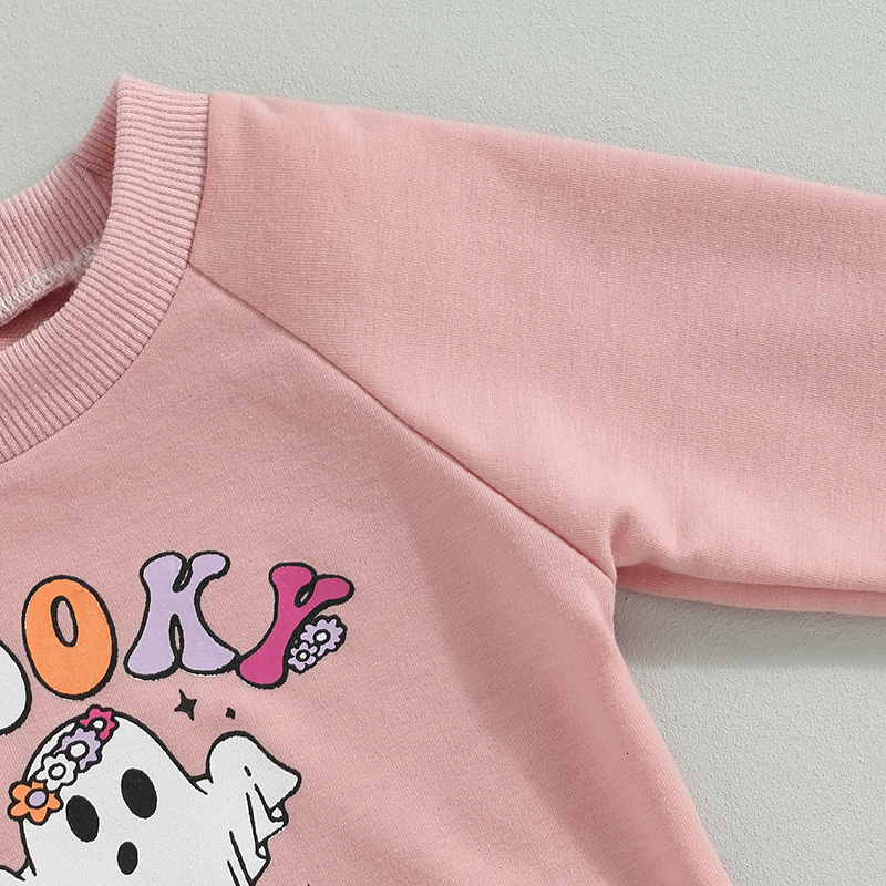T shirts FOCUSNORM 0 3Y Toddler Baby Girl Halloween T Shirts Long Sleeve Cartoon Ghost Letter Print Pullover Sweatshirt Outwear 230808