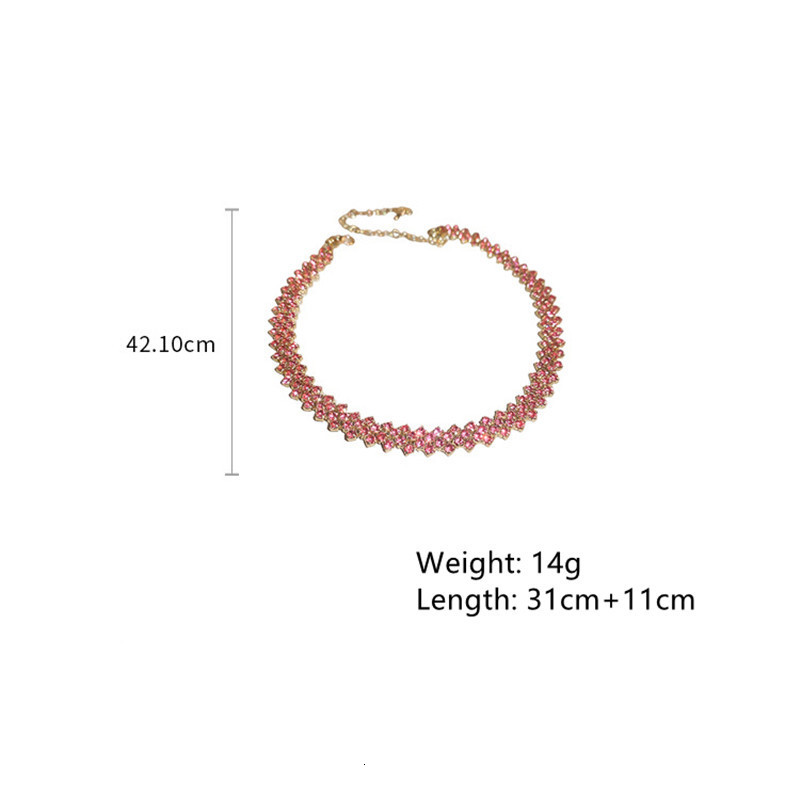 Pendant Necklaces FYUAN Fashion Pink Purple Gold Color Choker Necklaces for Women Geometric Crystal Necklaces Party Weddings Jewelry 230808