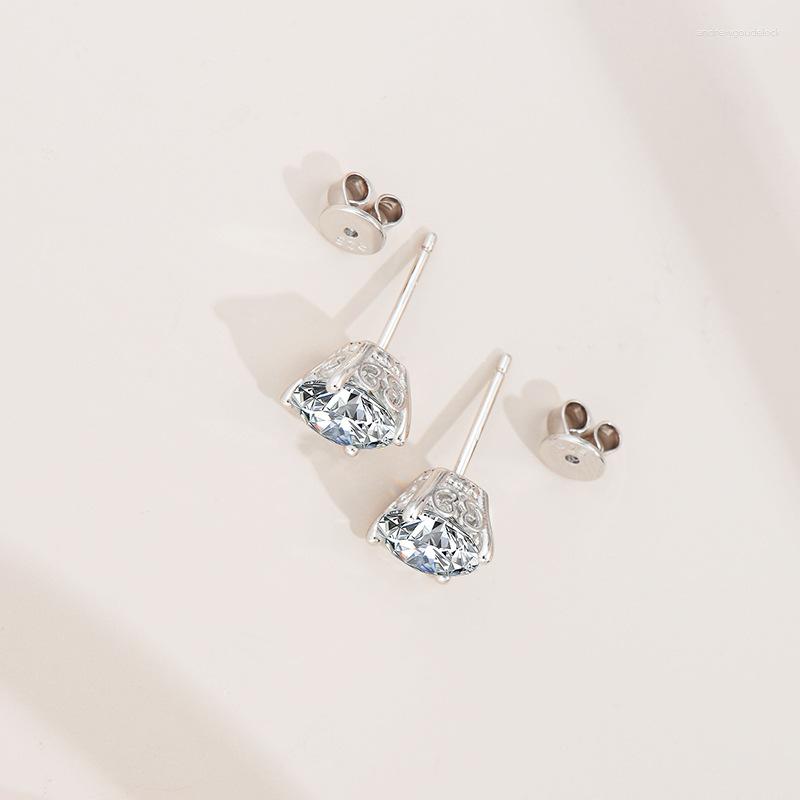 Stud Earrings 4ct Round Moissanite Dia Women Sterg Sier D Color VVS Ear Studs Pass Platinum Plate