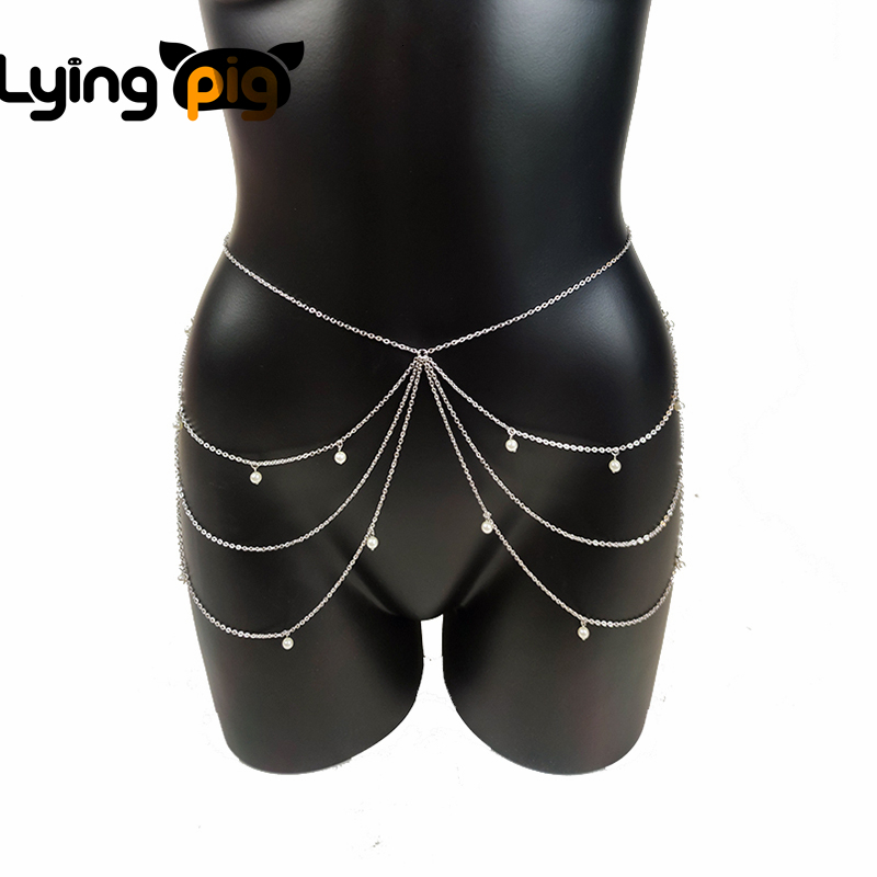 Belly Chains Body Jewelry Chest Chain Multilayered Pearl Tassel Waist Chain Body Chain Fashion for Women Sexy Bikinis Accessories Beach Punk 230808